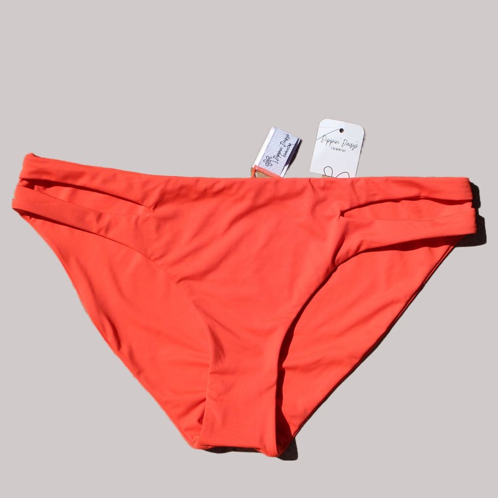 Dippin' Daisy's Bright Orange Charmer Cut Out Bikini Bottoms